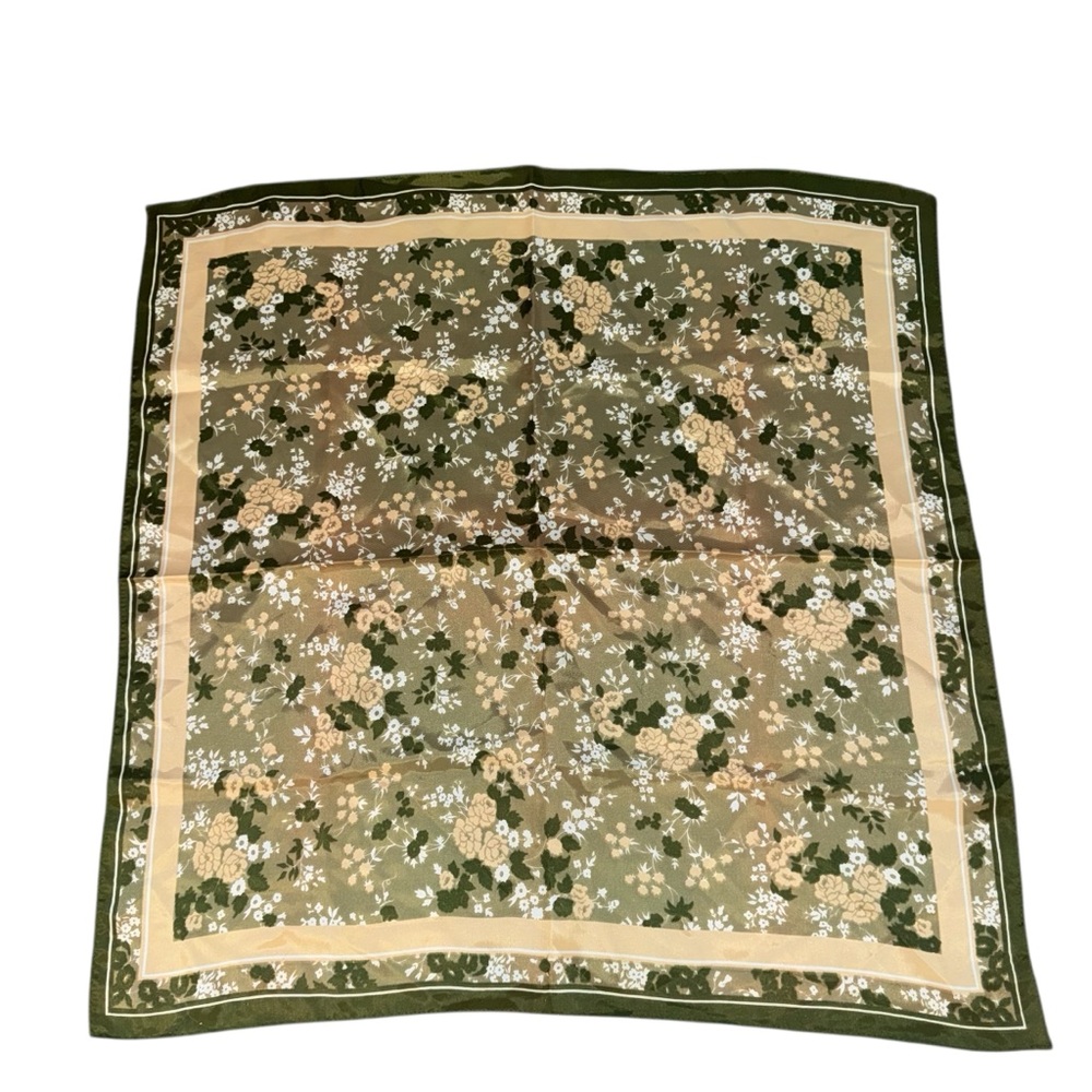 Floral Green and Beige Scarf